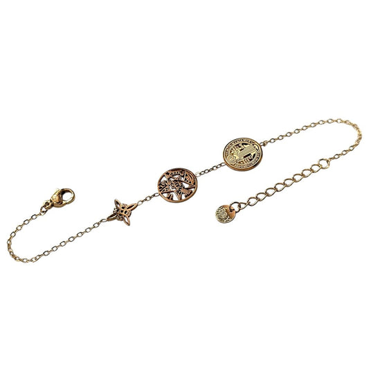 Pulsera Acero Triple Poteccion Nudo De Bruja Terragramaton Y San Benito ELIGE TONO PULSERA ACERO