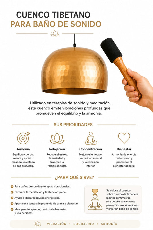 Cuenco Tibetano 7 Metales 25 Cms Aprox Para Baño De Sonido Terapias TODOMINERAL