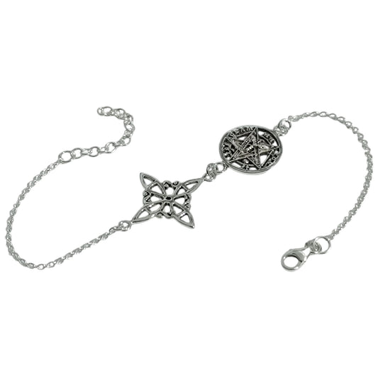 Pulsera Plata 925 Nudo De Brujas Tetragramaton 18 Cms TODOMINERAL