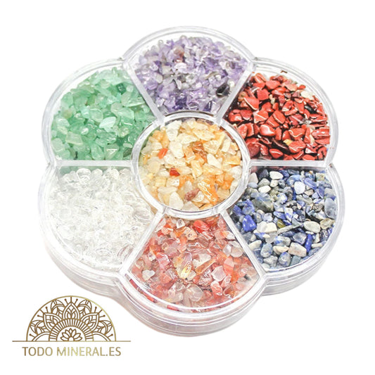 Kit 7 Chakras Discos Con Piedras Chips - TODOMINERAL