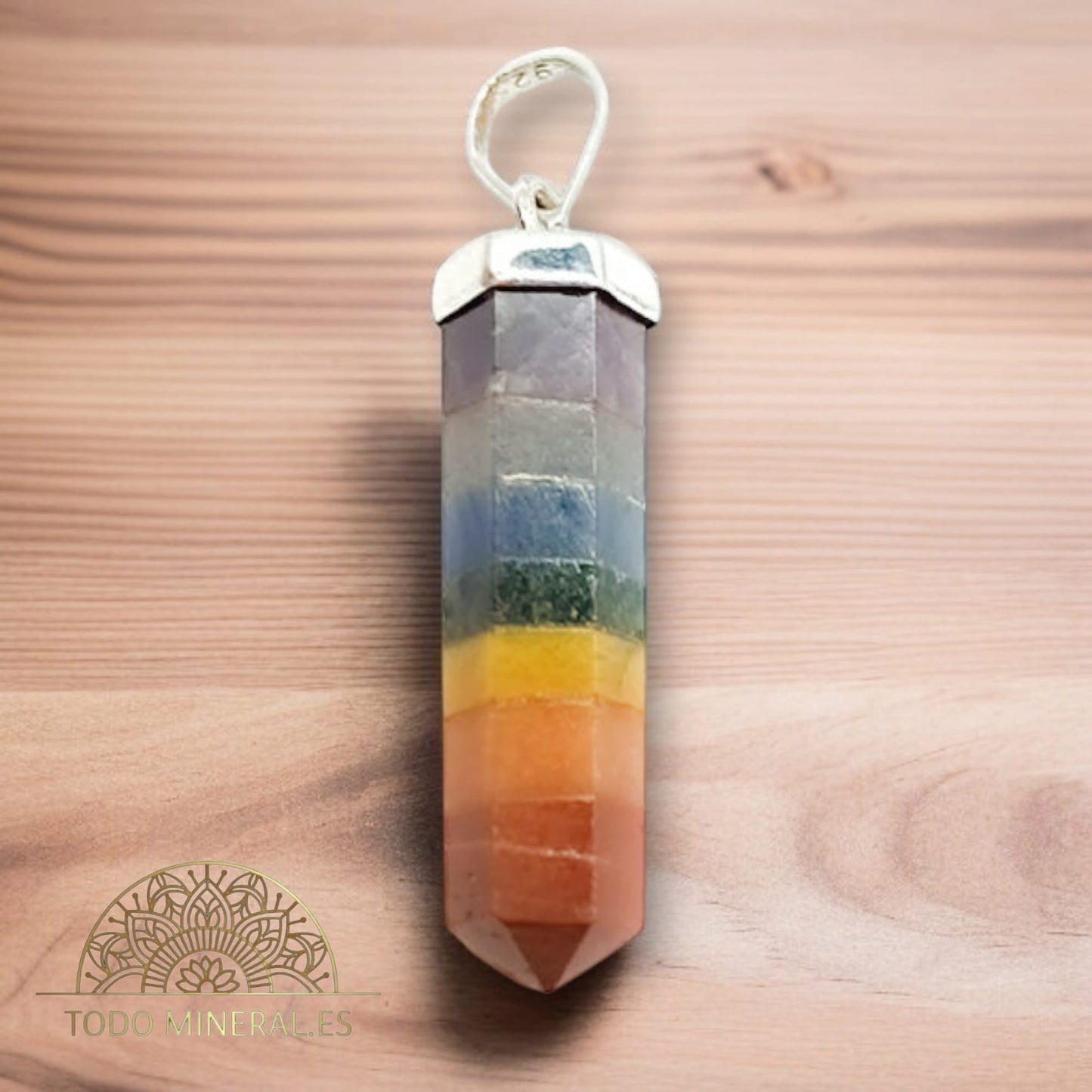 Colgante Punta Piedras 7 Chakras 2 a 3 Cms Plata 925 TODOMINERAL