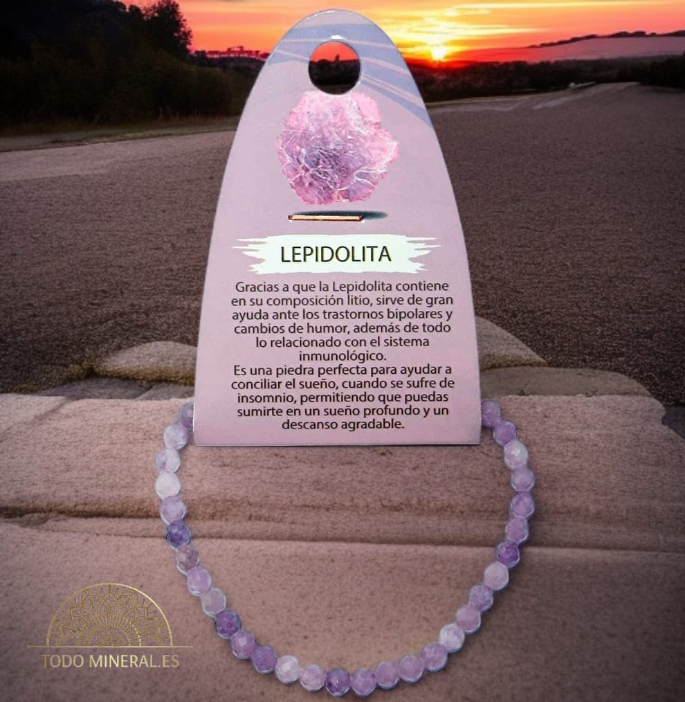 Pulsera Facetada 4 mm Piedra Natural Lepidolita TODOMINERAL