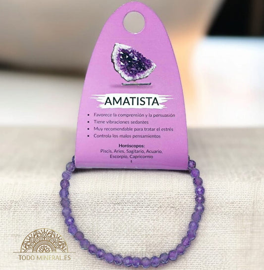 Pulsera Facetada 4 mm Piedra Natural Amatista TODOMINERAL