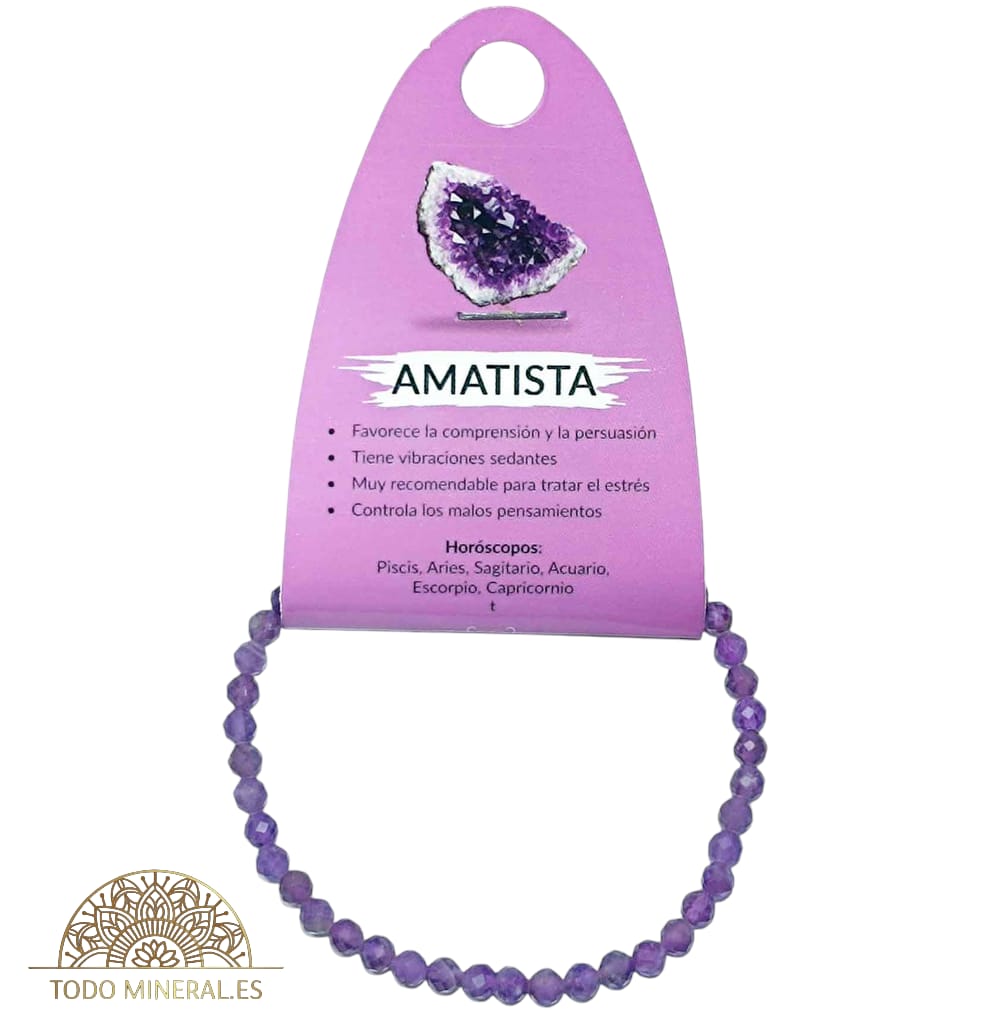 Pulsera Facetada 4 mm Piedra Natural Amatista TODOMINERAL