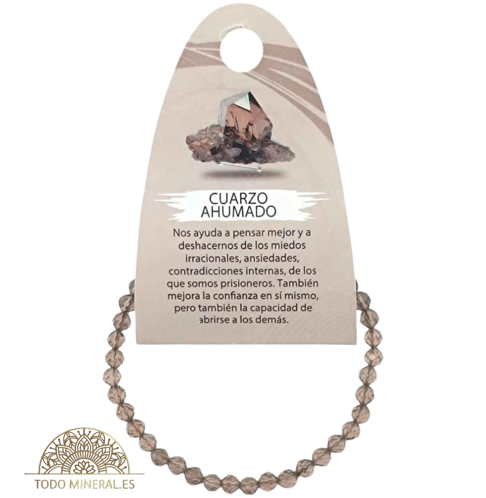 Pulsera Facetada 4 mm Piedra Natural Cuarzo Ahumado TODOMINERAL