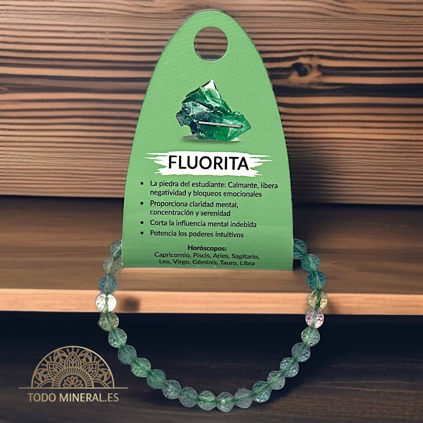 Pulsera Facetada 6 mm Piedra Natural Fluorita TODOMINERAL