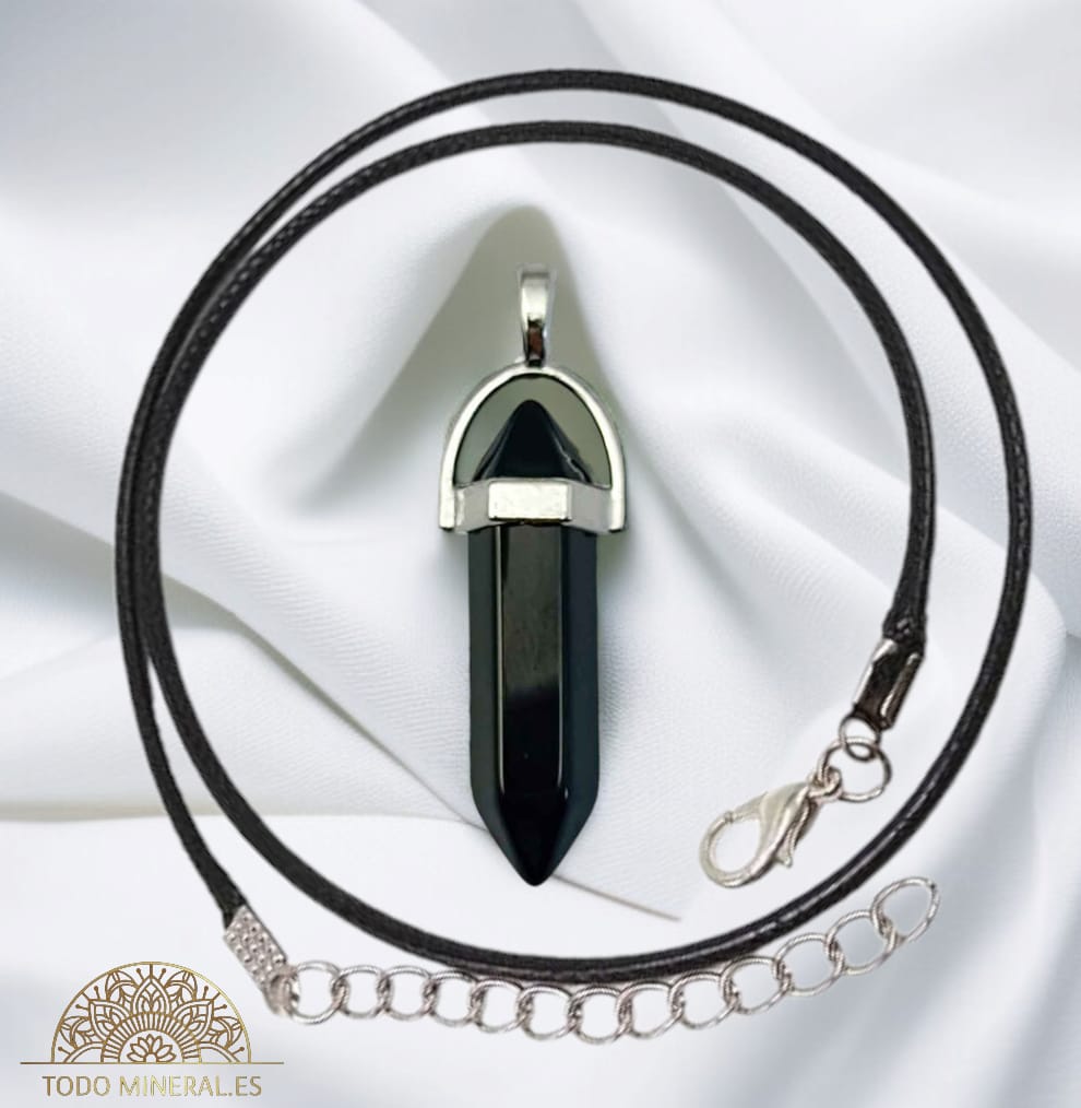 Collar Metal Con Piedra Natural Onix (INCLUYE CORDON 45 CMS EN NEGRO) TODOMINERAL