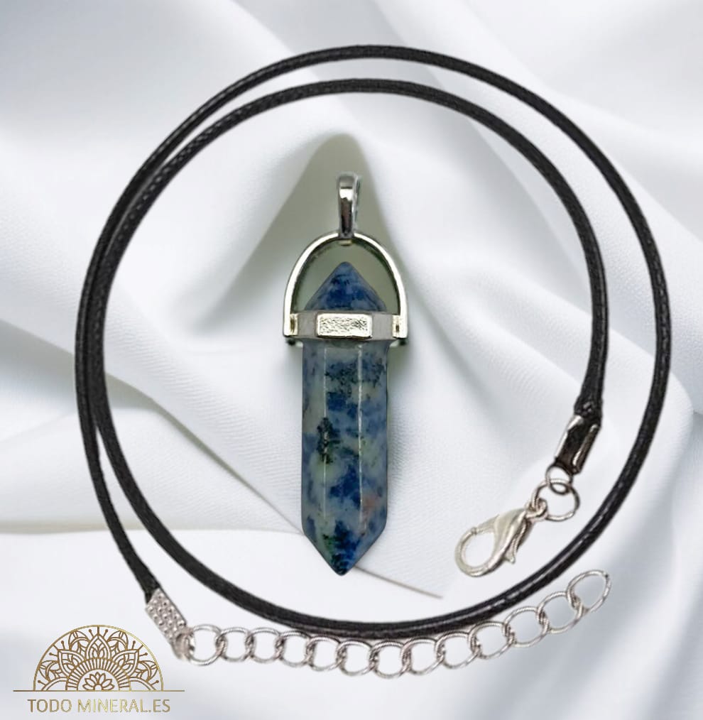 Colgante Metal Con Piedra Sodalita (INCLUYE CORDON 45 CMS EN NEGRO) TODOMINERAL