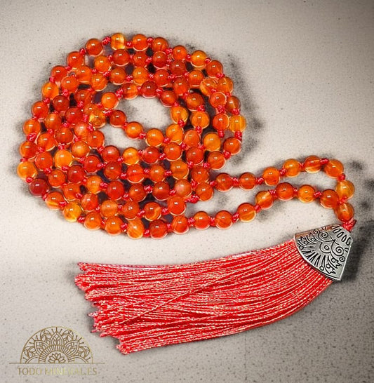 Japa Mala 108 Cuentas 6 mm Piedra Carneola TODOMINERAL