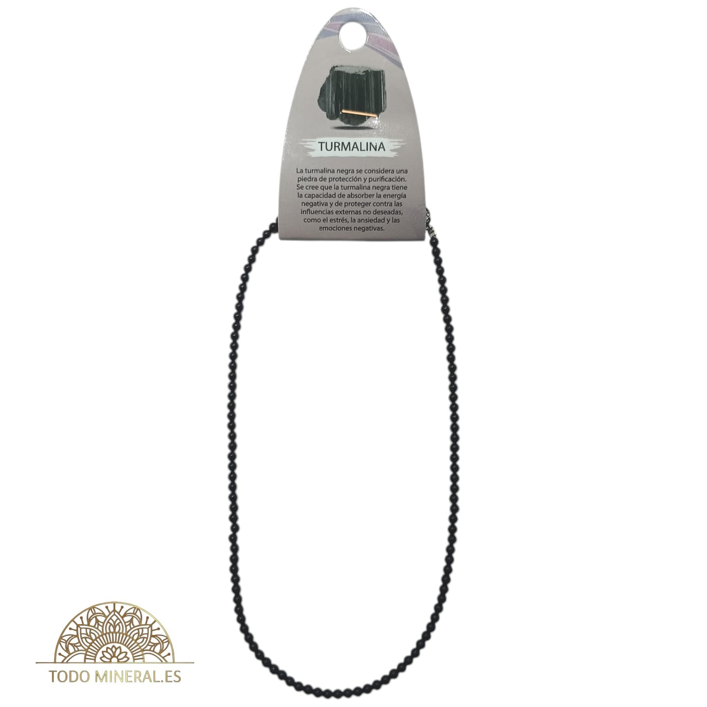 Collar Turmalina 4 mm 40 Cms+ 5 Cadena Extensión Con Cierre En Acero TODOMINERAL