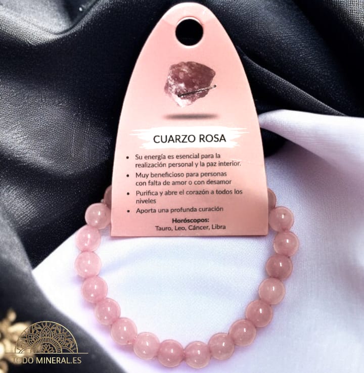 Pulsera Piedra Natural Cuarzo Rosa 8 mm 3764802 PULSERAS MINERALES