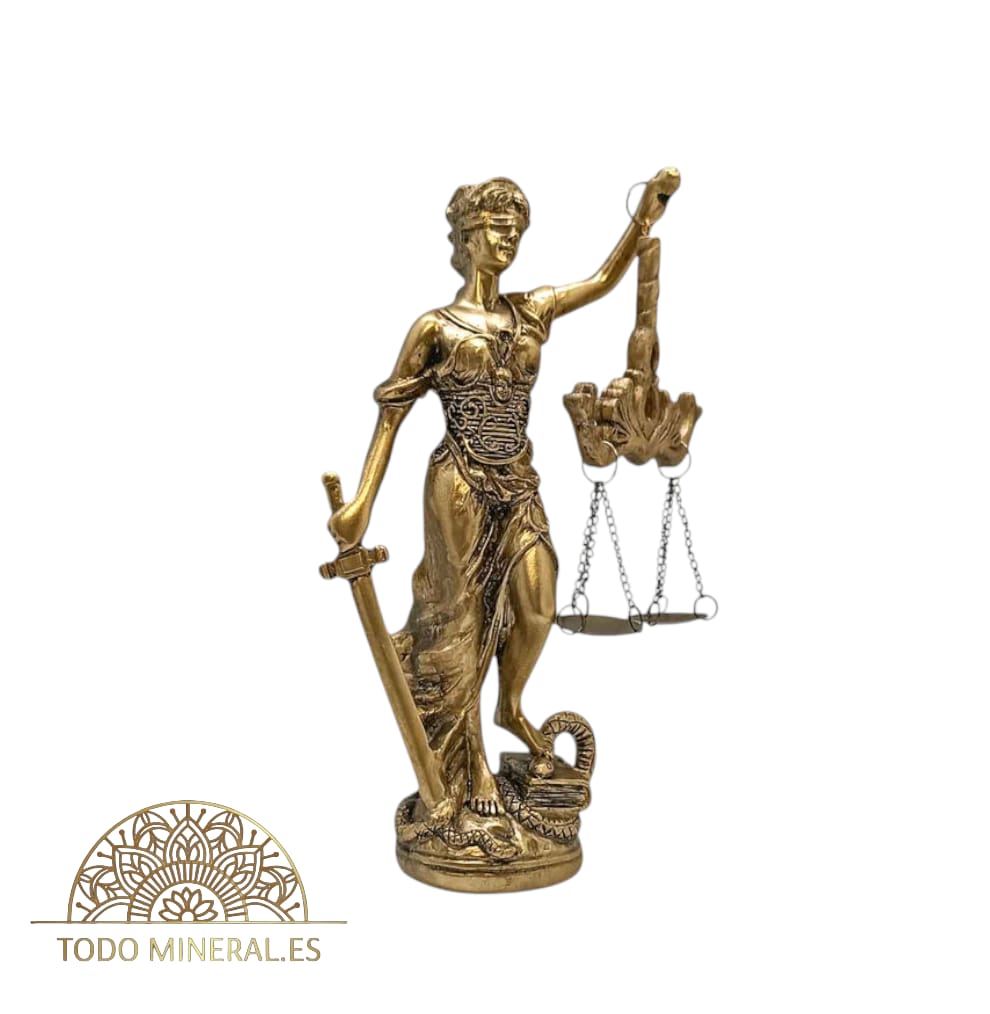 Figura Diosa De La Justicia Dorado En Resina 18 Cms Aproximadamente TODOMINERAL