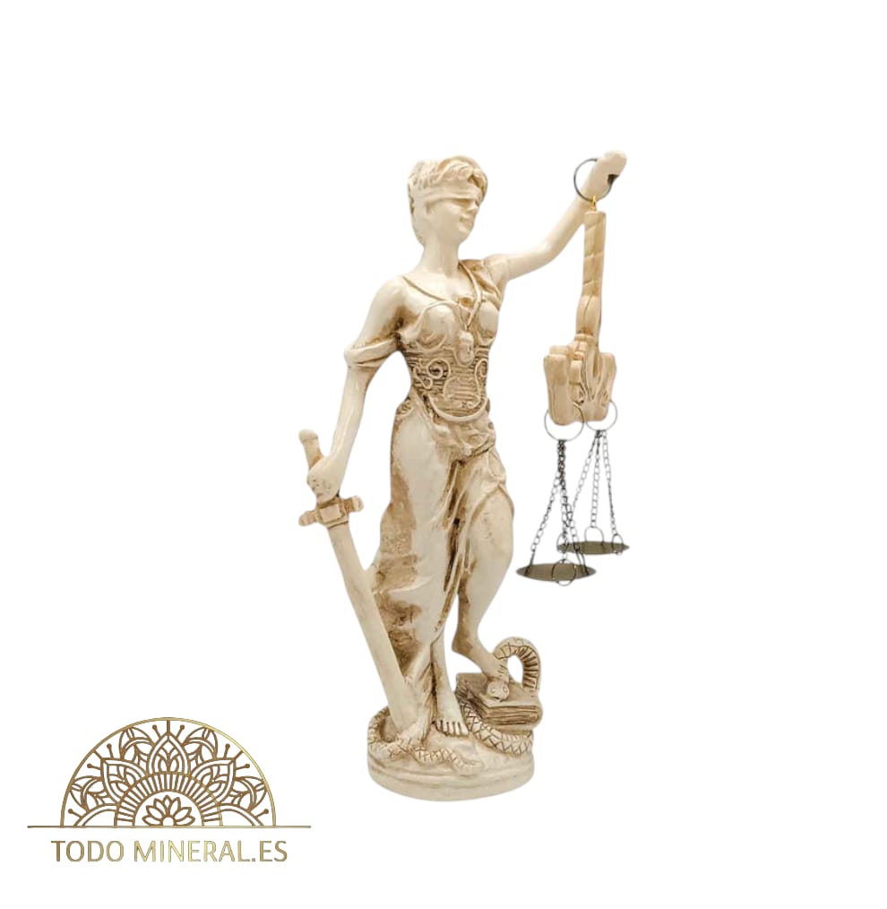 Figura Diosa De La Justicia Blanco En Resina 18 Cms Aproximadamente TODOMINERAL