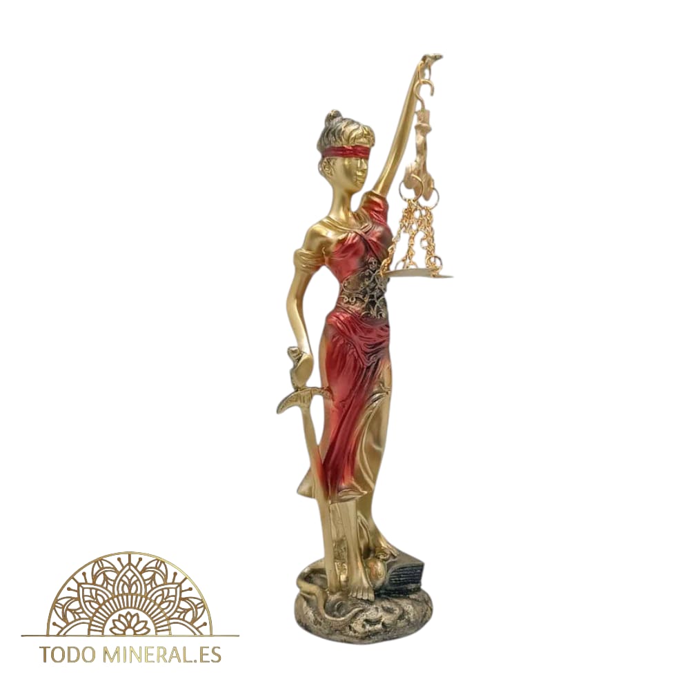 Figura Diosa De La Justicia Rojo En Resina 23 Cms Aproximadamente TODOMINERAL