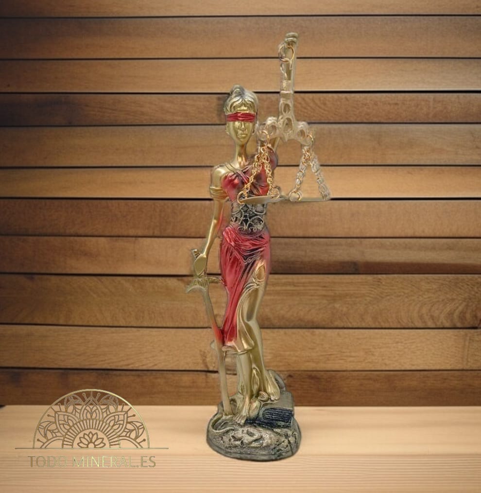 Figura Diosa De La Justicia Rojo En Resina 23 Cms Aproximadamente TODOMINERAL