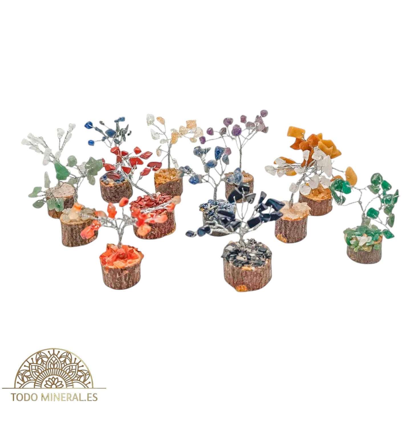 Colección 12 Arboles Diferentes Minerales Piedras De Chips 6 Cms Aprox TODOMINERAL