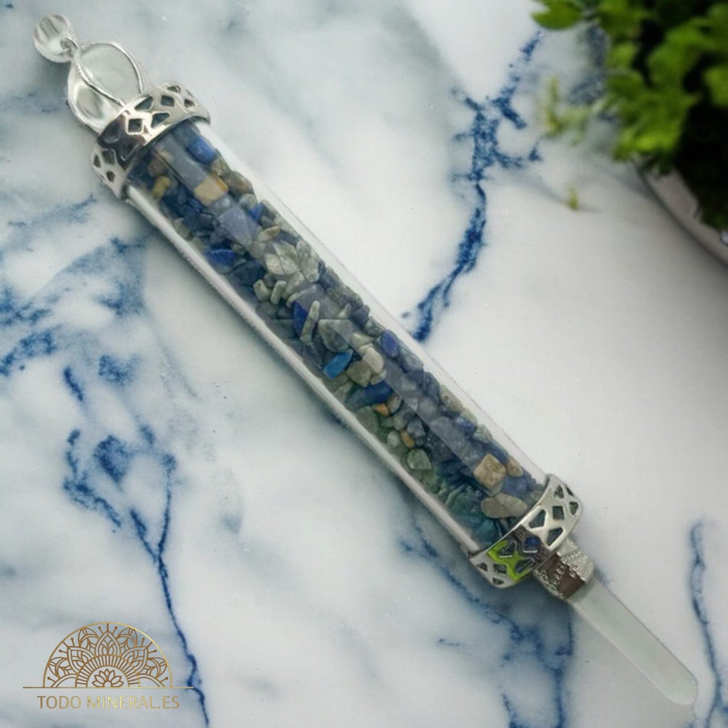 Varita de poder 13 Cms Aprox Con Mineral Chips Lapislazuli VARITAS DE PODER