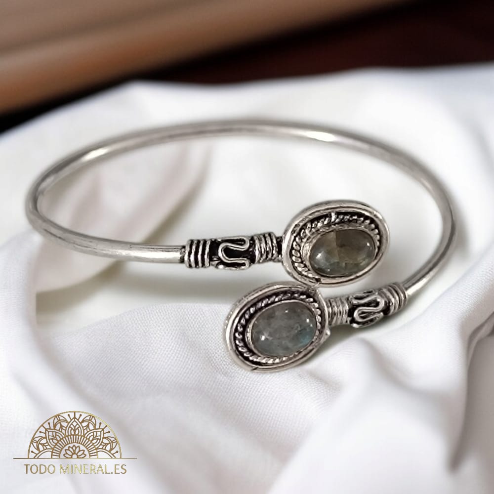 Pulsera Bisutería Tipo Bali Con Piedra Natural Labradorita PULSERA BISUTERIA