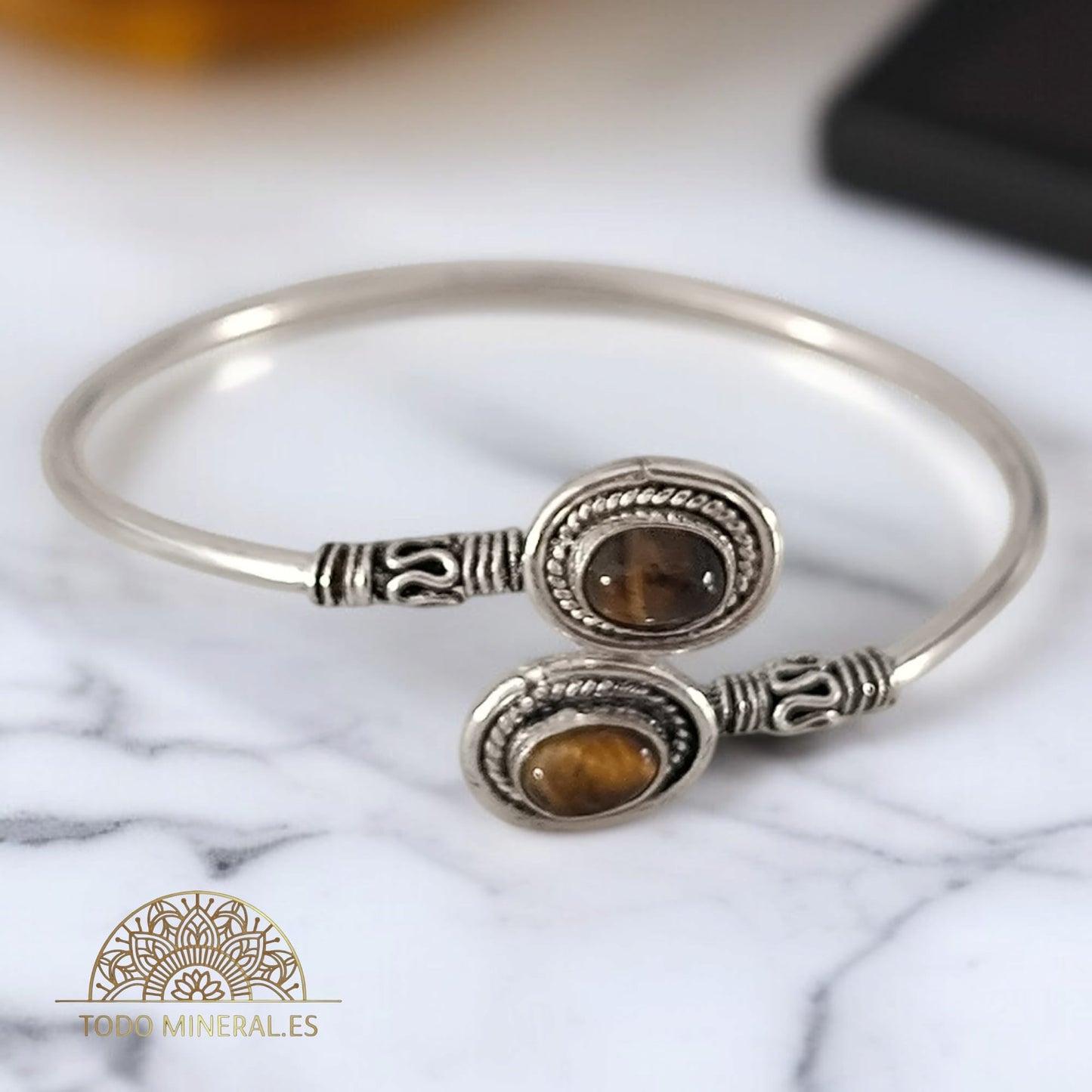 Pulsera Bisutería Tipo Bali Con Piedra Natural Ojo De Tigre PULSERA BISUTERIA