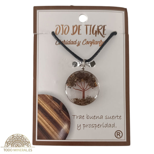 Collar Orgonita Con Piedra Natural Ojo De Tigre (INCLUYE CORDON EN NEGRO) TODOMINERAL
