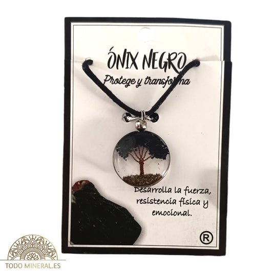 Collar Orgonita Con Piedra Natural Onix (INCLUYE CORDON EN NEGRO) TODOMINERAL