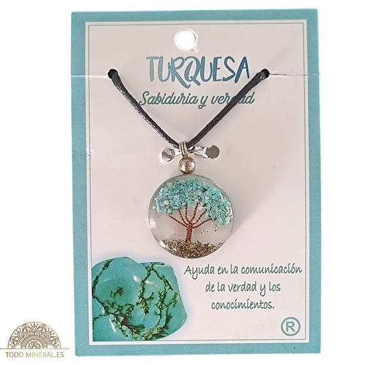 Collar Orgonita Con Piedra Turquesina (INCLUYE CORDON EN NEGRO) TODOMINERAL