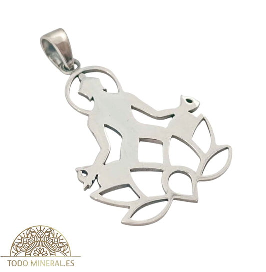 Colgante De Plata 925 Buda Yoga Flor De Loto 40 mm 50447 TODOMINERAL