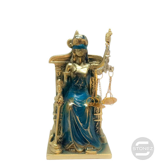 Figura En Resina Diosa De La Justicia Sentada 19 Cms Aprox 600102860 Color Azul TODOMINERAL