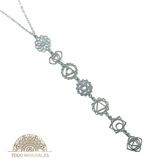 Collar 7 Simbolos Chakras En Acero Con Cadena 45 Cms TODOMINERAL