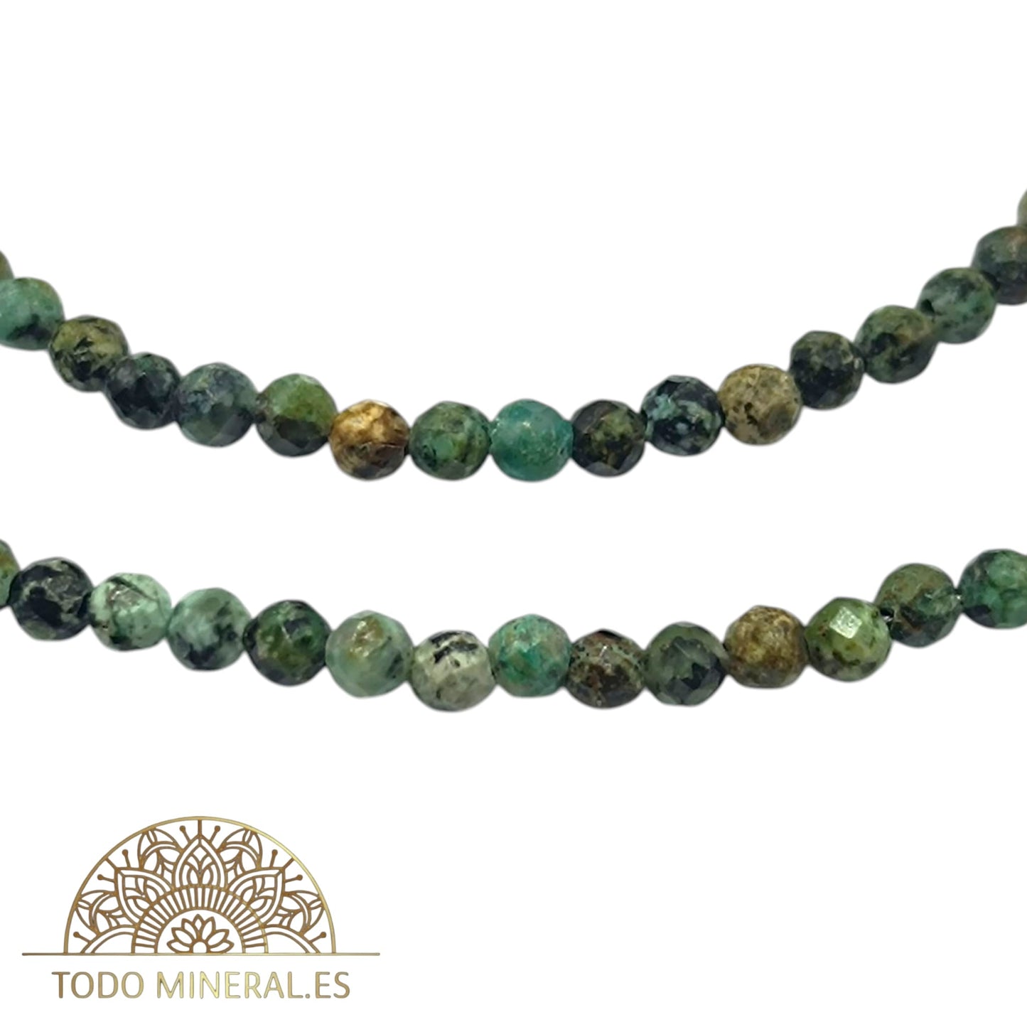 Juego Pulsera Y collar Piedra Natural Turquesa Africana Facetada 4 mm Cierre N Plata 925 Largo 45 CMS TODOMINERAL