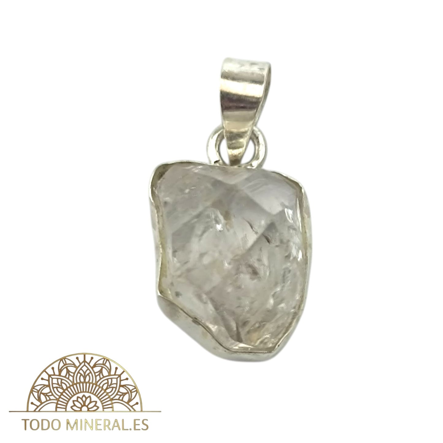 Colgante Plata 925 Con Piedra Natural Cuarzo Cristal 20 mm Aproximadamente PIEZA N1 TODOMINERAL