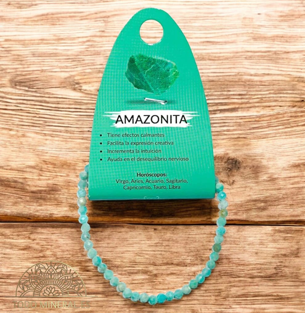 Pulsera Facetada 3 mm Piedra Natural Amazonita 600601859 TODOMINERAL