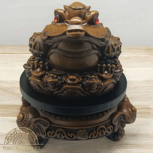 Figura En Resina Rana Feng Shui Con Peana Giratoria 25 Cms Apox 600103422 TODOMINERAL