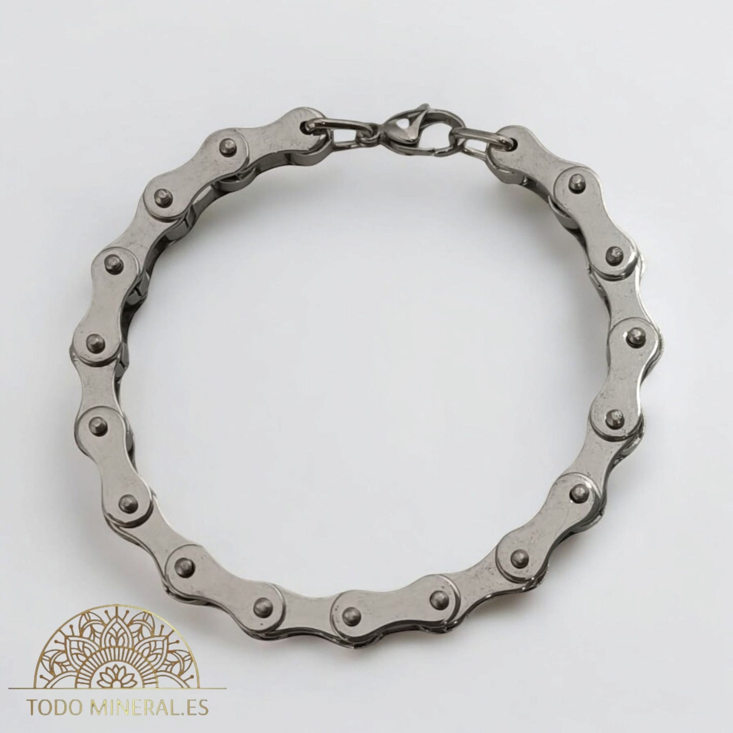 Pulsera Acero Y Caucho Cadena Motera 22 Cms 600103462-03