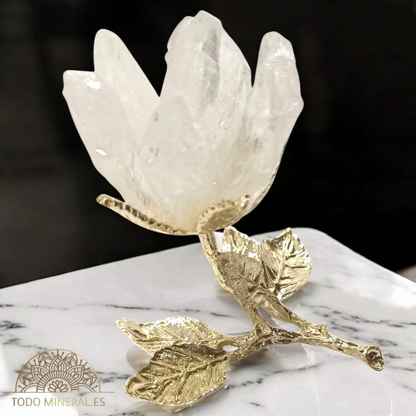 Rosa Metal Con Durza Cuarzo Blanco 9 Cms Aprox 600103471 TODOMINERAL