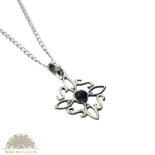 Collar Nudo De Bruja Piedra Turmalina Con Cadena Finita 45 Cms Plata 925 TODOMINERAL