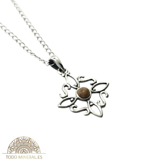 Collar Nudo De Bruja 20 mm Piedra Ojo De Tigre Con Cadena Finita 45 Cms Plata 925 500303559 TODOMINERAL