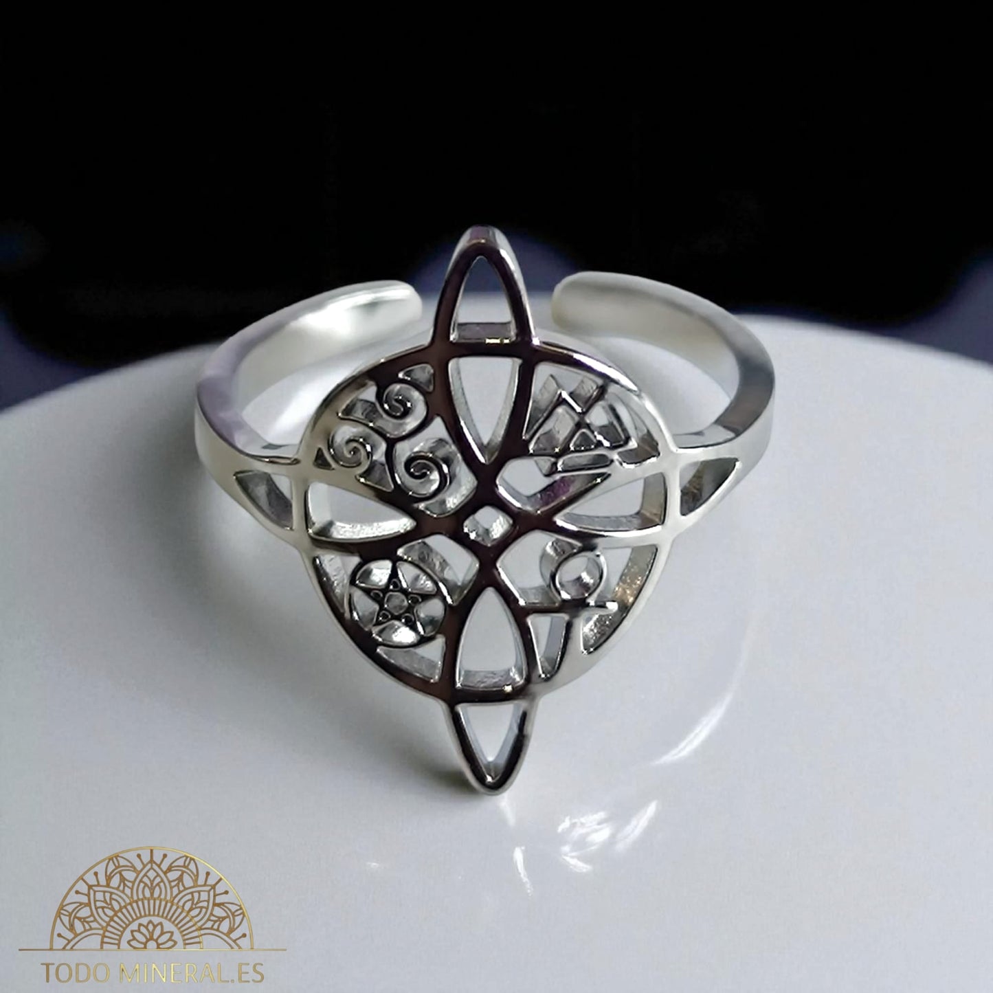Anillo Adaptable Acero Nudo De Bruja TODOMINERAL