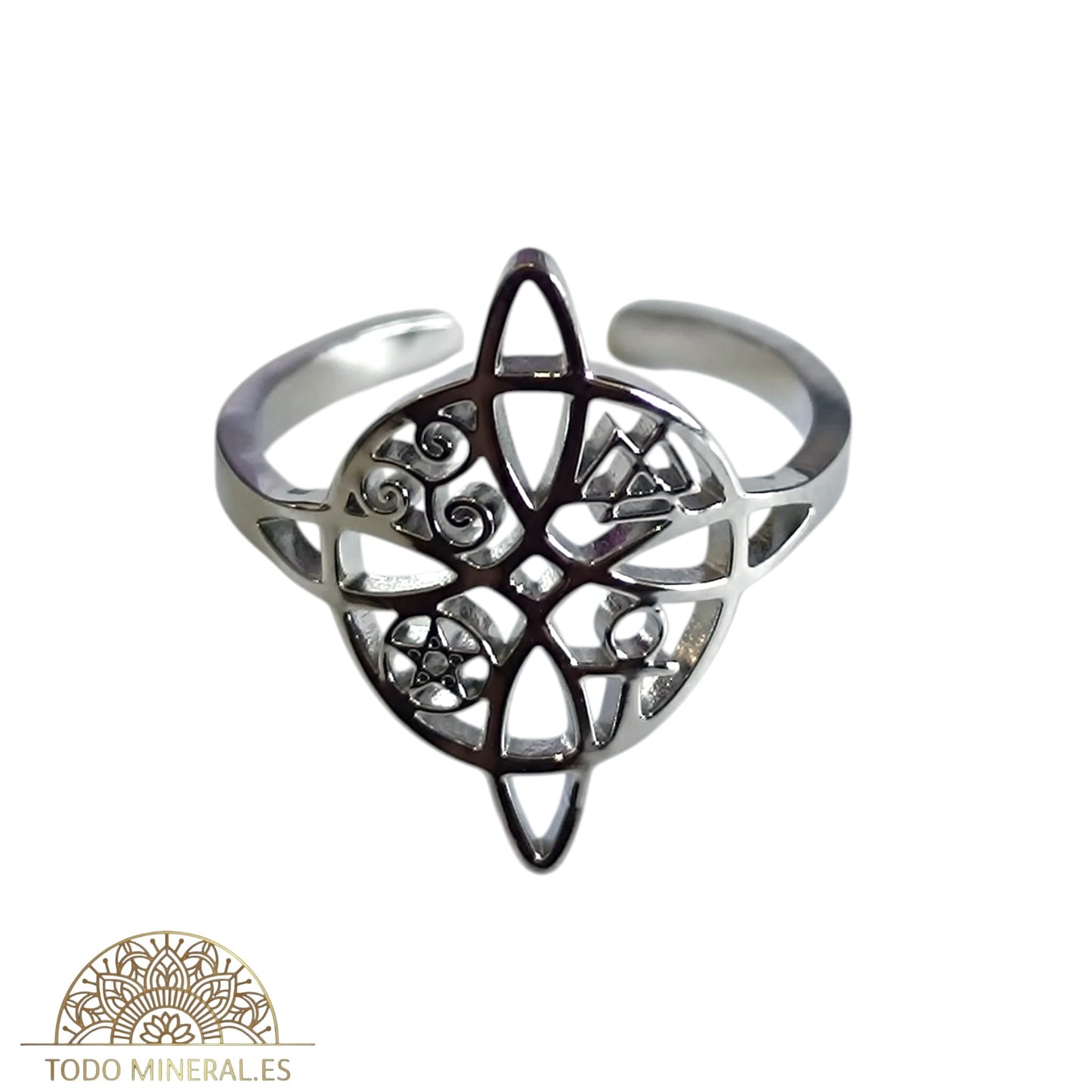 Anillo Adaptable Acero Nudo De Bruja TODOMINERAL