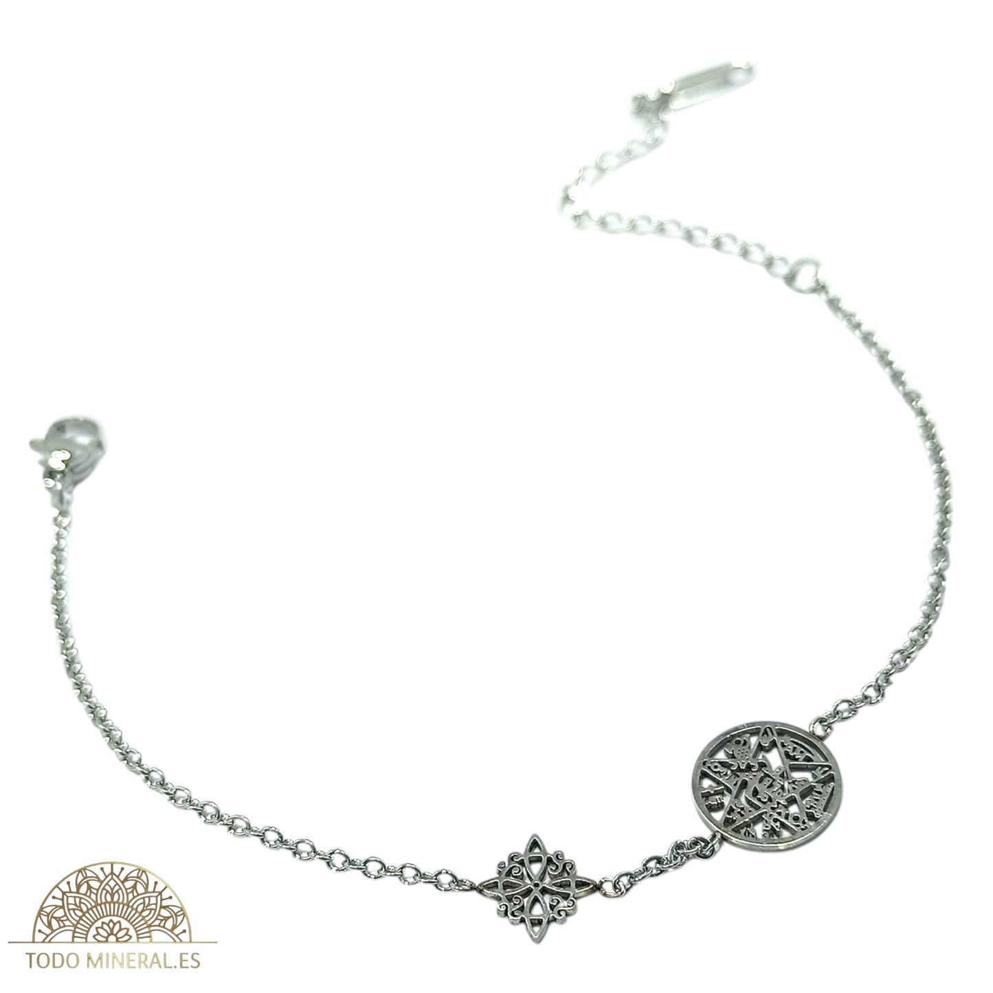 Pulsera Acero Doble Protección Tetragramaton Nudo De Bruja PULSERA ACERO