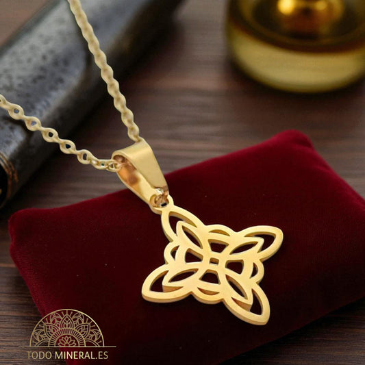 Collar Nudo De Bruja En Acero Inoxidable Con Cadena 40 Cms (Elije tono) TODOMINERAL