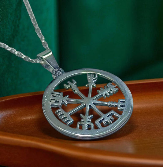 Collar Vegvisir Acero Inoxidable Con Cadena 40 Cms (Elije tono) TODOMINERAL