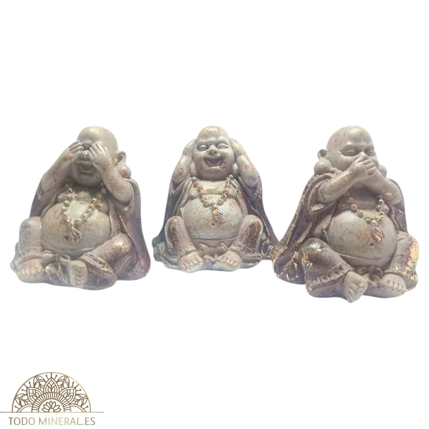 Juego Figuras En Resina Buda Feliz Ver Oir Callar 7 Cms Aprox 600103640 TODOMINERAL