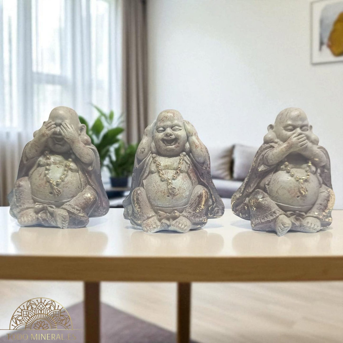 Juego Figuras En Resina Buda Feliz Ver Oir Callar 7 Cms Aprox 600103640 TODOMINERAL