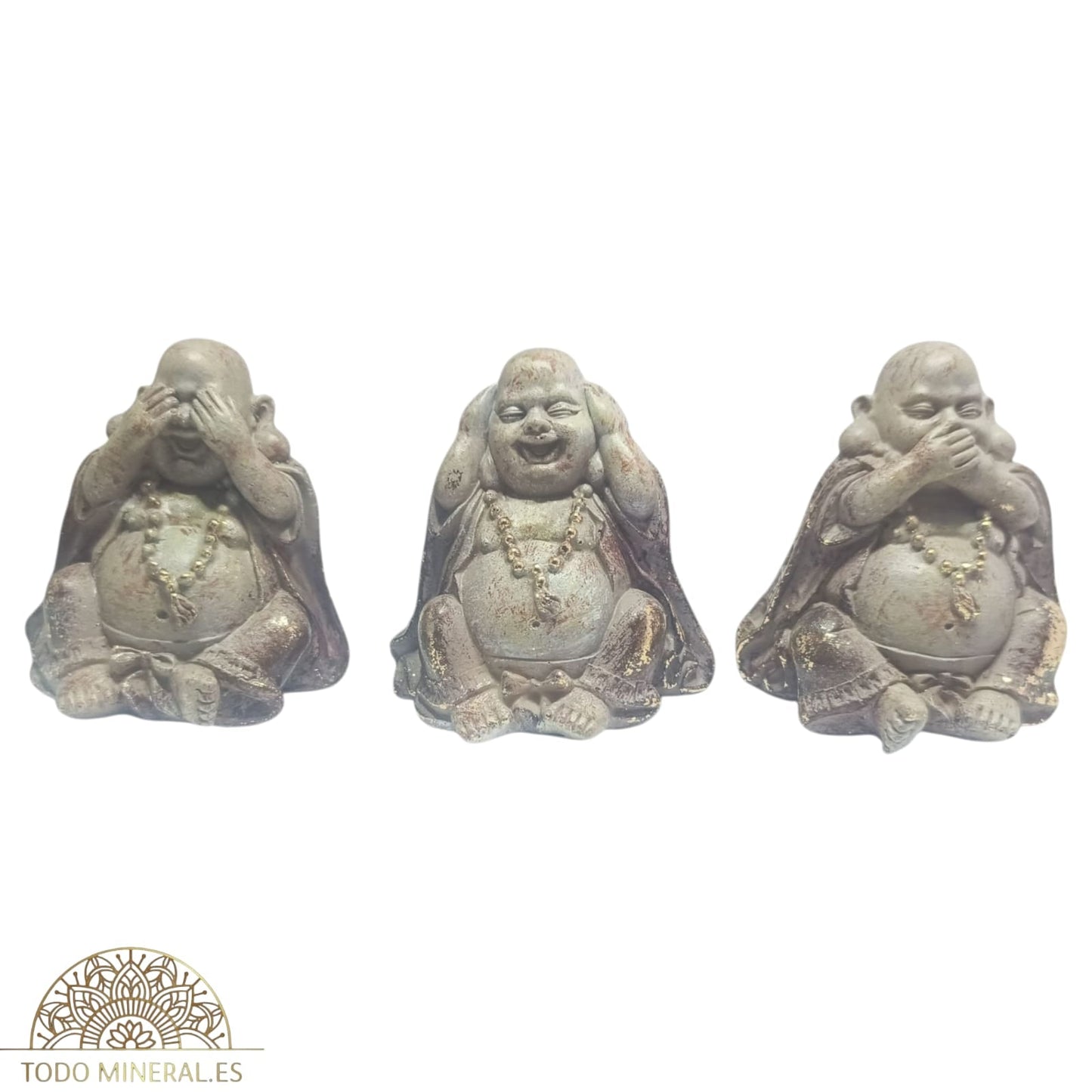 Juego Figuras En Resina Buda Feliz Ver Oir Callar 7 Cms Aprox 600103640 TODOMINERAL