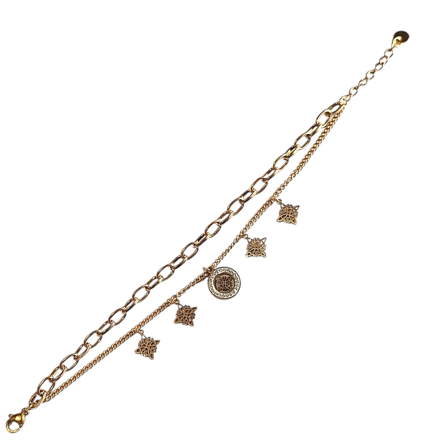 Pulsera Acero Dorado Doble Protección Tetragramaton Nudo De Bruja PULSERA ACERO