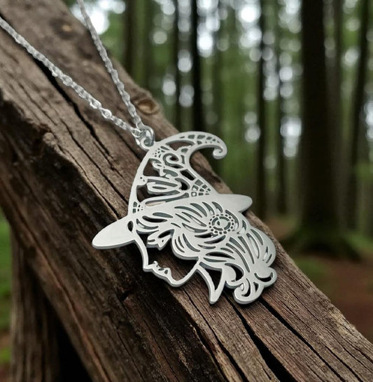 Collar Bruja En Acero Inoxidable Cadena 45 Cms Elige color TODOMINERAL