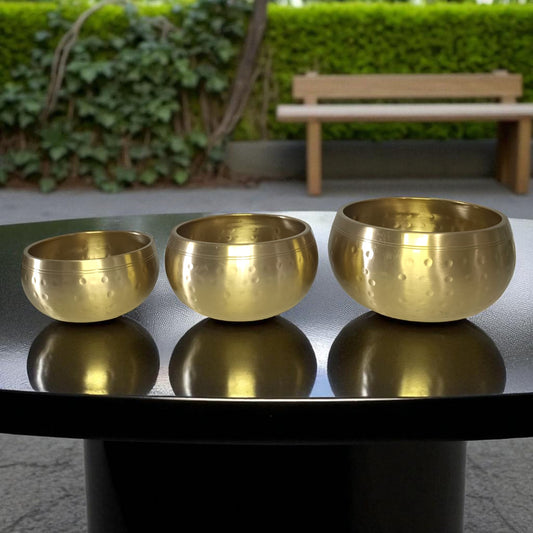 Cuenco Tibetano 5 Metales Martilleado Color Dorado (Incluye Mazo) TODOMINERAL