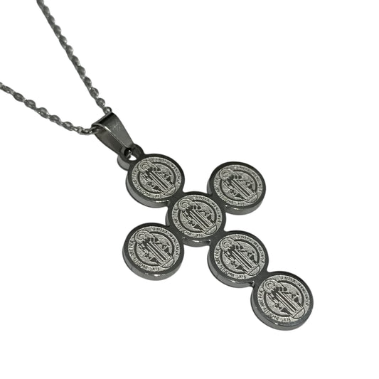 Collar Cruz de Acero San Bebito 30x40 mm (Dos tonos disponible) COLGANTE ACERO