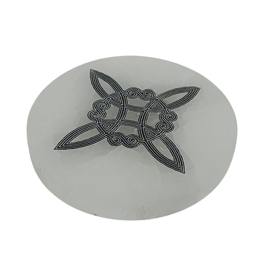 Plato Selenita 10 Cms Para Limpieza Minerales Diferentes Grabados (ELIGE EL TUYO) TODOMINERAL